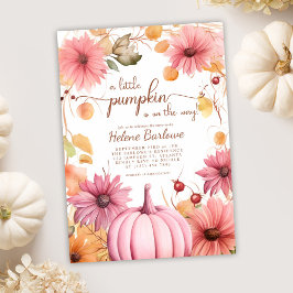 Rosa A Little Pumpkin Fall Baby Shower Inbjudningar
