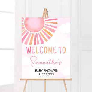 Rosa A Little Ray of Sunshine Baby Shower Välkomme Poster