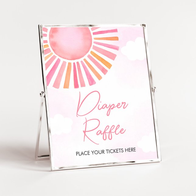 Rosa A Little Ray of Sunshine Diaper Raffle Poster (Girl Sunshine Baby Shower Diaper Raffle Sign)