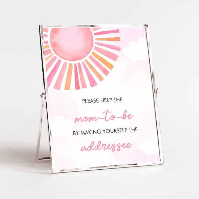 Rosa A Little Ray of Sunshine Kuvert Station Poster (Girl Sunshine Baby Shower Envelope Station Sign)