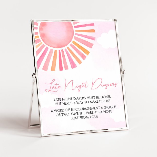 Rosa A Little Ray of Sunshine Late Night Diaper Poster (Girl Sunshine Baby Shower Late Night Diapers Sign)