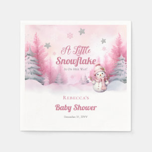 Rosa A Little Snowflake Snö Girl Baby Shower Pappersservett