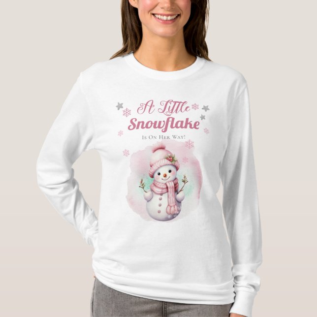 Rosa A Little Snowflake | Snö Girl Baby Shower T Shirt (Framsida)