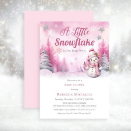 Rosa A Little Snowflake | Snö Girl Baby Sprinkle Inbjudningar