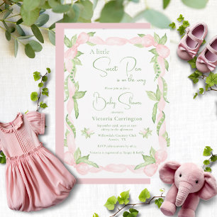 Rosa A Little Sweet Pea Girl Shower Inbjudningar