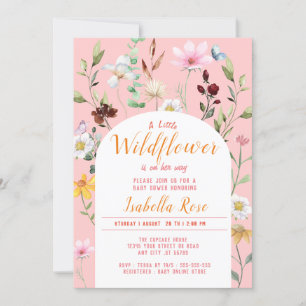 Rosa A Little WildblomGirl Baby Shower Inbjudningar