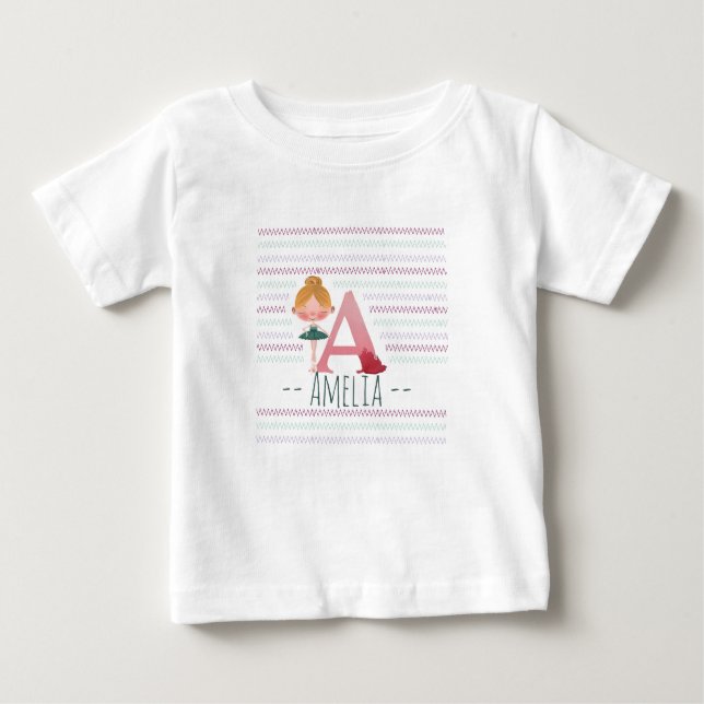  Rosa ’A’ Monogram Ballerina T Shirt (Framsida)