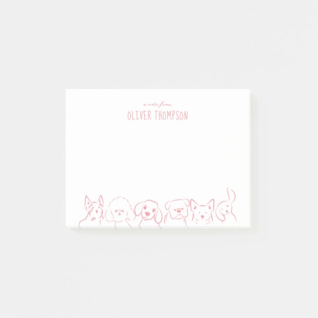 Rosa A Note from Cute Hund Sketch Notes Post-it Block (Framsida)