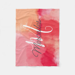 Rosa Abstrakt Anpassningsbar Dye Monogram Namn Thr Fleecefilt