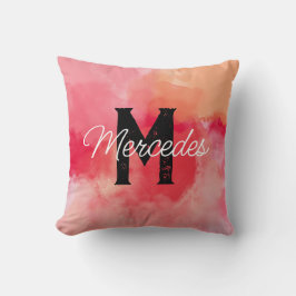 Rosa Abstrakt Anpassningsbar Tie Dye Monogram Namn Kudde