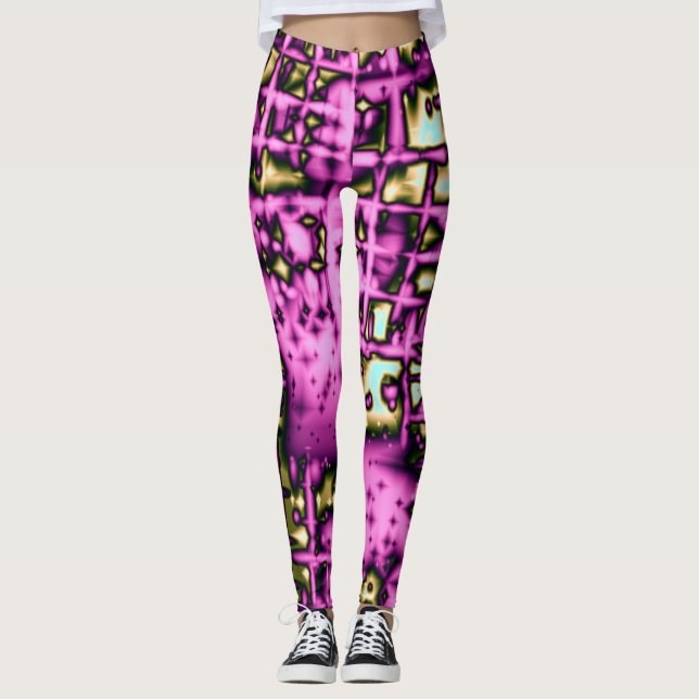 Rosa Abstrakt Art Leggings (Framsida)