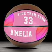 Rosa Abstrakt Basket Bollar Player Namn Team
