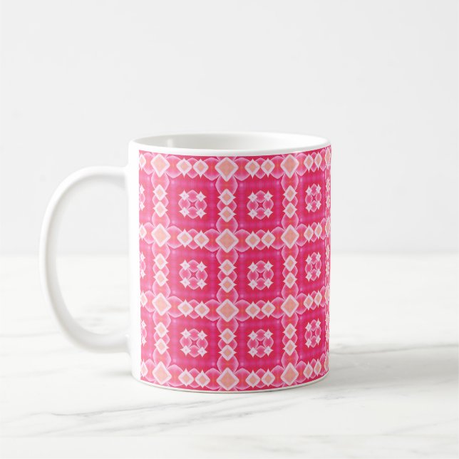 Rosa abstrakt blommigt flicka mönster kaffemugg (Vänster)