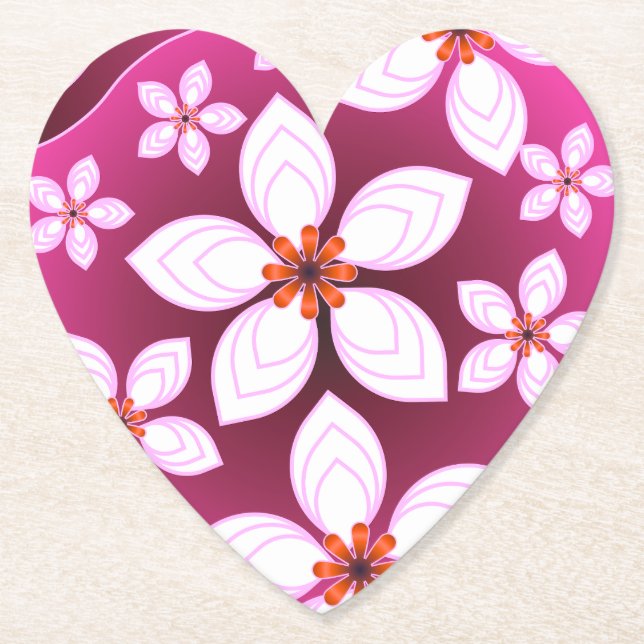 Rosa abstrakt blommönster | Estetiska blommor Underlägg Papper (Framsida)