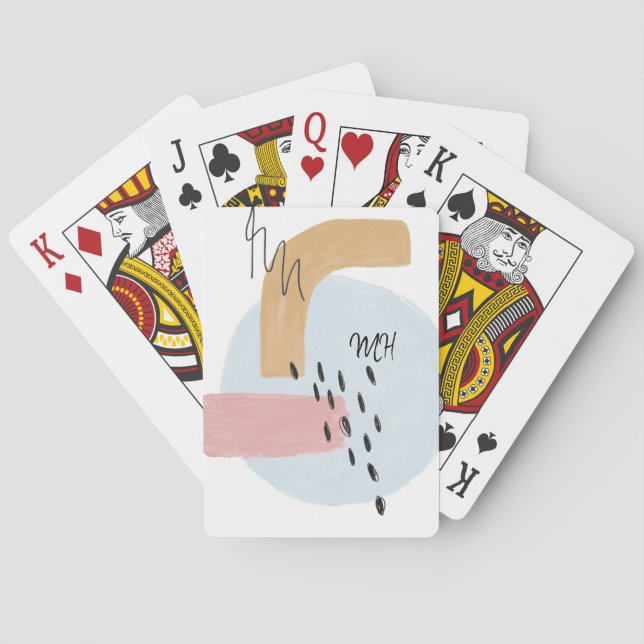 Rosa Abstrakt Calligraphy Initialer Monogrammed Casinokort (Baksidan)