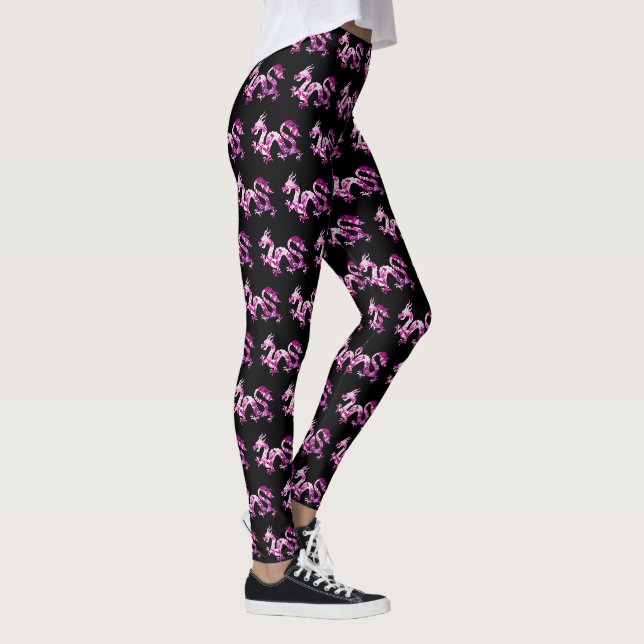 Rosa Abstrakt Dragon Leggings (Höger)