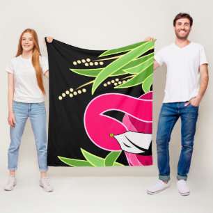 Rosa Abstrakt Flamingo Fleecefilt