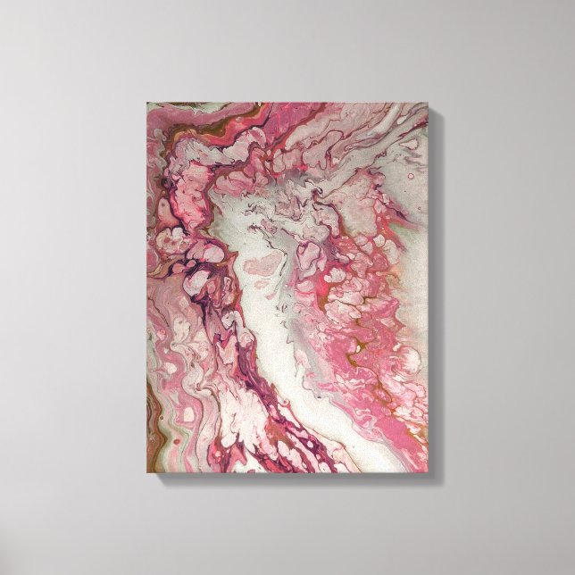 Rosa Abstrakt Fluid Marble Stone Print Canvas (Framsida)