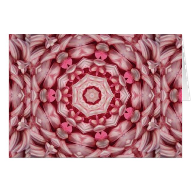 Rosa Abstrakt Fractal Mönster Hälsningskort (Framsidan Horizontal)