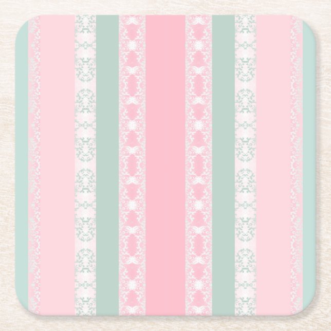 rosa,abstrakt,geometrisk, elegant, modern,zen,  underlägg papper kvadrat (Framsidan)