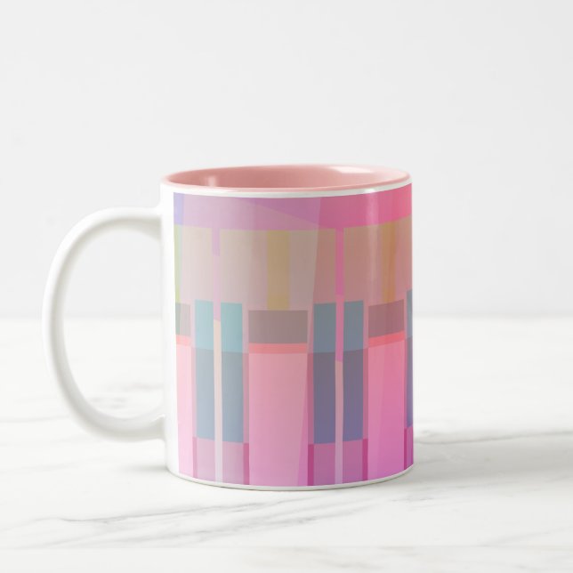 Rosa abstrakt geometrisk mugg (Vänster)