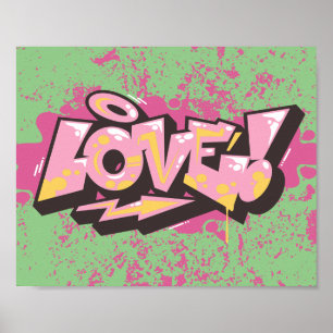 Rosa Abstrakt Graffiti KÄRLEK Poster