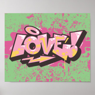 Rosa Abstrakt Graffiti KÄRLEK Poster