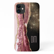 Rosa Abstrakt Guld Star Glitter Monogram