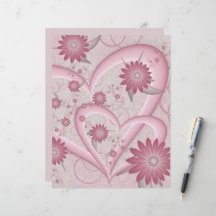 Rosa Abstrakt Hearts & Flowers Kärlek Fractal Art