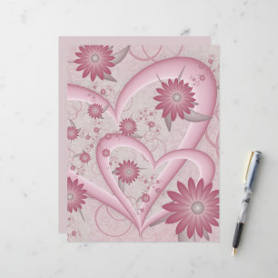 Rosa Abstrakt Hearts & Flowers Kärlek Fractal Art