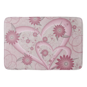 Rosa Abstrakt Hearts & Flowers Kärlek Fractal Art Badrumsmatta