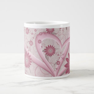 Rosa Abstrakt Hearts & Flowers Kärlek Fractal Art Jumbo Mugg