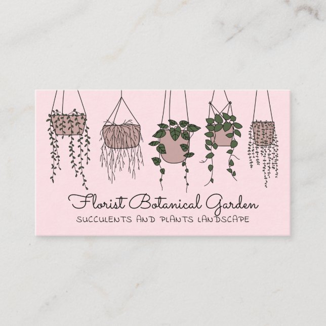 Rosa Abstrakt House Plant Vas Succulents Visitkort (Framsida)