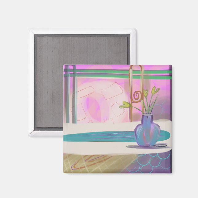Rosa Abstrakt Insida Bouquet Original Art Magnet (Front/Back)