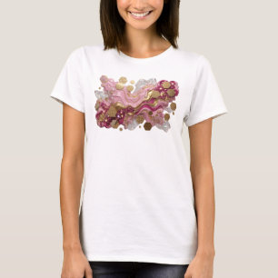 Rosa ABSTRAKT KONST Konsttryck T Shirt