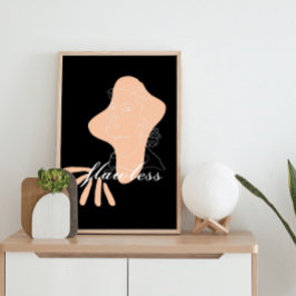 Rosa abstrakt Laglös Woman ansikte Lineart tecknin Poster