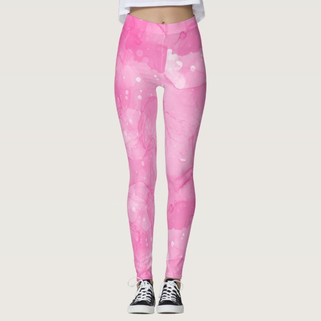 Rosa Abstrakt Leggings (Framsida)