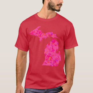Rosa abstrakt Michigan Siluett T Shirt