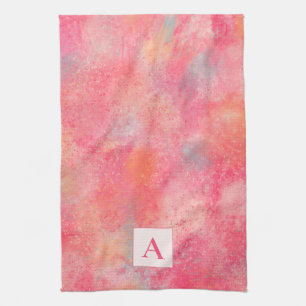 Rosa Abstrakt Monogram Kitchen Towel Kökshandduk