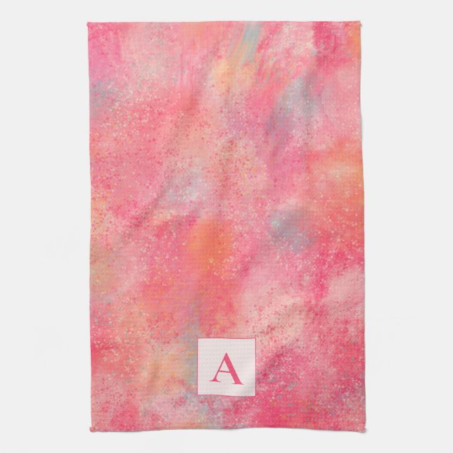 Rosa Abstrakt Monogram Kitchen Towel Kökshandduk (Vertikal)
