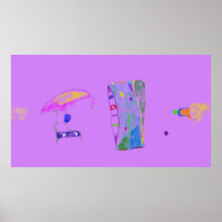 Rosa Abstrakt Objekt Ritning Poster