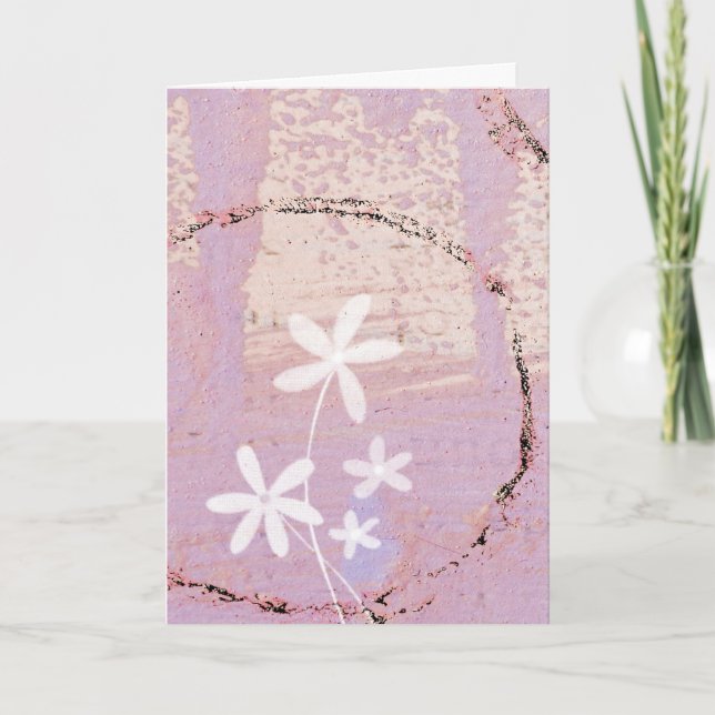 Rosa Abstrakt och blommor, födelsedag Kort (Framsida)