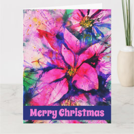Rosa Abstrakt Poinsettia Watercolor jul Kort