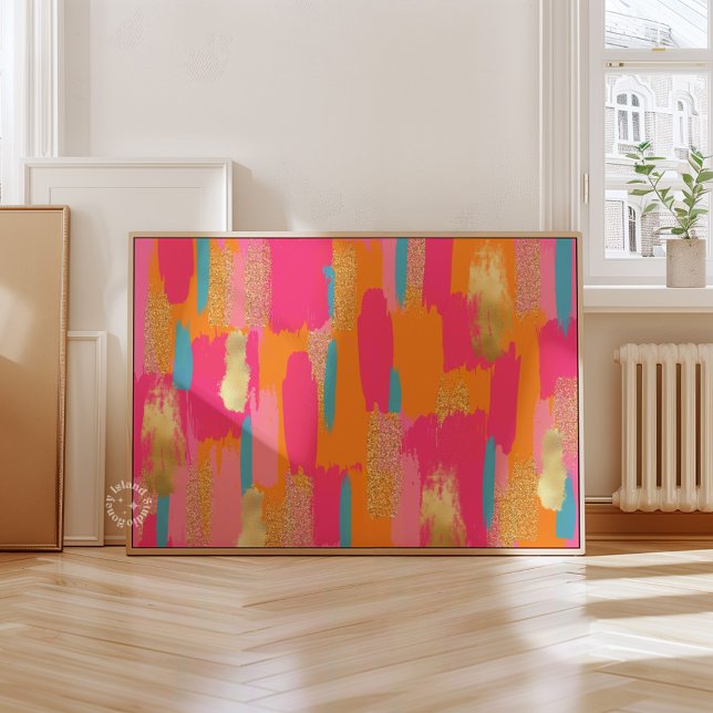 Rosa Abstrakt Preppy Sovsalongsdekor Poster ( )