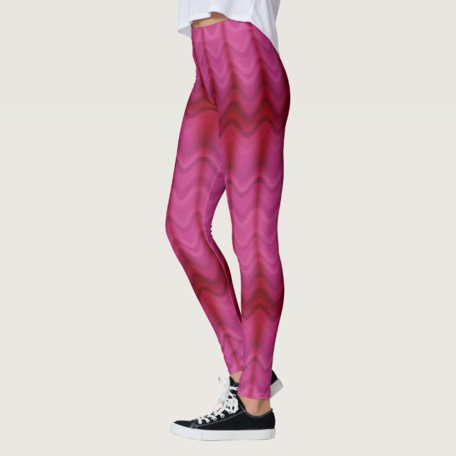 Rosa Abstrakt Swirly Linjer Leggings (Vänster)