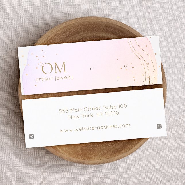 Rosa Abstrakt Vattenfärgsavläsning Visning Mini i Mini Visitkort (Skapare uppladdad)