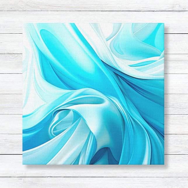 Rosa Abstrakt VattenfärgsBloom Canvas (Blue and White Flowing Abstract Canvas Art for Living Room Bedroom, Boy's Nursery, Bathroom Decor)