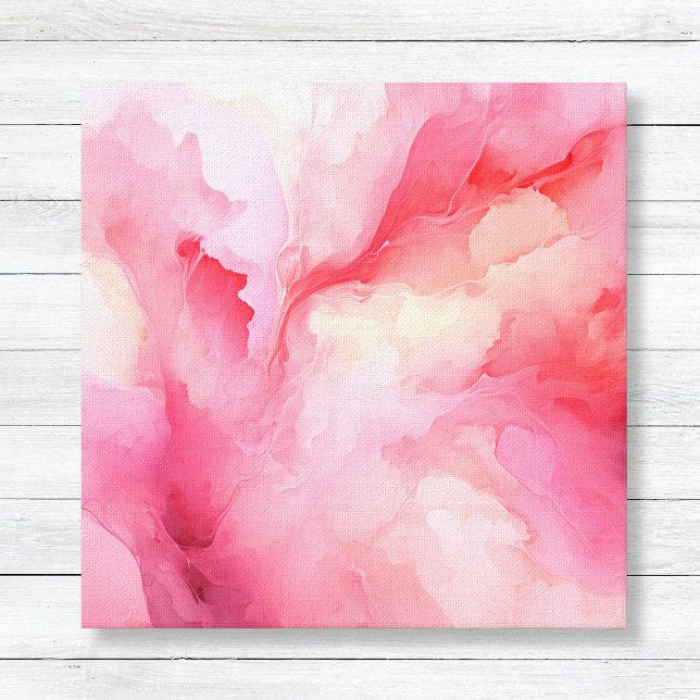 Rosa Abstrakt VattenfärgsBloom Canvas (Abstract Pink Watercolor Printed Canvas - Any Room or Girl's Nursery Wall Art Decor)