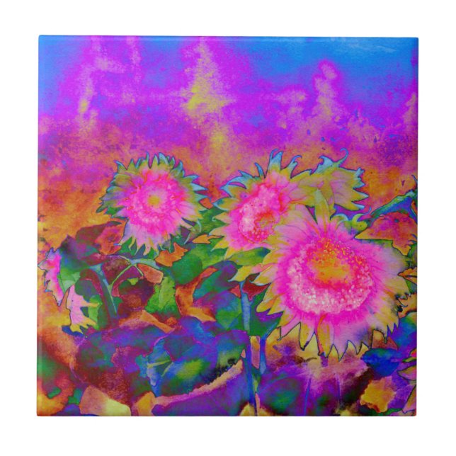 Rosa abstrakt vattenfärgsfärgning kakelplatta (Framsidan)