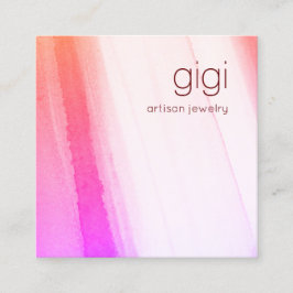 Rosa Abstrakt Vattenfärgskonst Fyrkantigt Visitkort